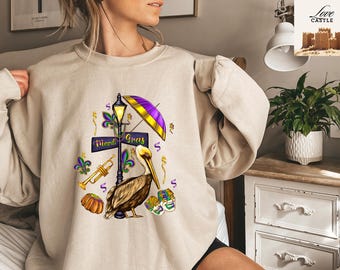 Mardi Gras Sweatshirt, Louisiana Mardi Gras Sweater, Mardi Gras Gift, Louisiana Crewneck Sweatshirt