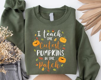 Thanksgiving Teacher Sweatshirt, Pumpkin Design