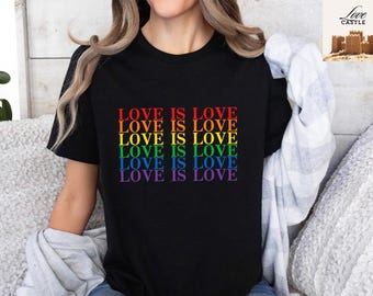Love is Love Rainbow Pride T-Shirt, LGBTQ Support Tee