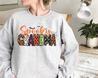 Personalized Halloween Grandma Sweatshirt,Spooky Grandma Shirt,Gift for Mom,Spooky Grandma Sweatshirt, Halloween Shirt,Custom Name Halloween