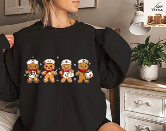 Christmas Healthcare Worker Sweatshirt, Gingerbread Nurse, Pharmacy