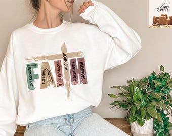 Christian Sweatshirt, Retro Faith Bible Verse Tee