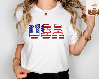 USA Flag Comfort Colors Shirt, 4th of July Tee