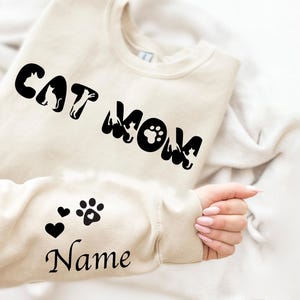 Custom Cat Sweatshirt Personalized Cat Ears Sweatshirt with Name Custom Cat Mom Sweatshirt Cat Dad Gift for Pet Gift for Her Pet Lovers
