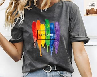 Love Wins Rainbow Pride T-Shirt, LGBTQ Support Tee