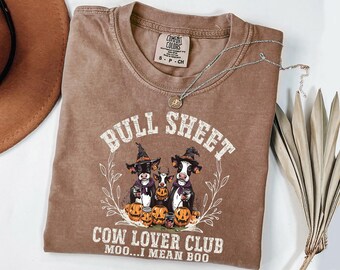 Comfort Colors® Bull Sheet Shirt, Halloween Ghost Cow Shirt, Spooky Cow Shirt, Halloween Gift, Funny Halloween Shirt, Spooky Season Shirt