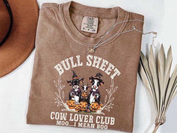 Comfort Colors® Bull Sheet Shirt, Halloween Ghost Cow Shirt, Spooky Cow Shirt, Halloween Gift, Funny Halloween Shirt, Spooky Season Shirt