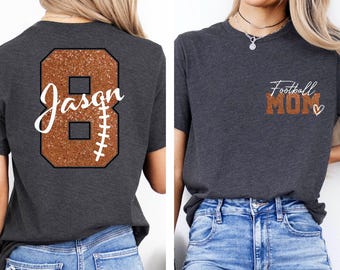 Personalized Football Mom T-Shirt, Custom Name & Number Tee