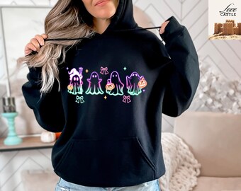 Neon Ghost Halloween Hoodie, Halloween Party Sweater