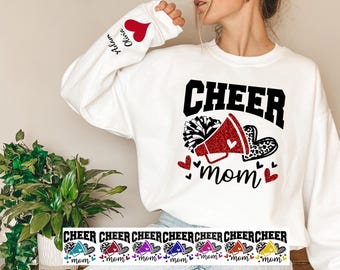 Cheer Mom Red  Hoodie and Sweatshirt,Faux Glitter Cheerleader Hoodie,Cheer Gear,Custom Cheer Hoodie and Sweatshirt, Cheer Gift