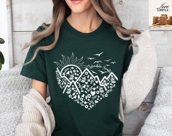 Adventure Awaits Shirt, Floral Mountain Graphic Tee
