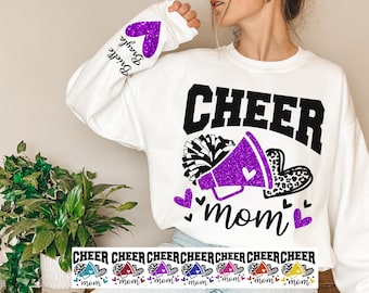 Cheer Mom Purple  Hoodie and Sweatshirt, Faux Glitter Cheerleader Hoodie,Cheer Gear,Custom Cheer Hoodie and Sweatshirt, Cheer Gift