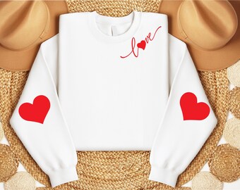 Heart Elbow Patch Valentine's Sweatshirt, Love Heart Sweater