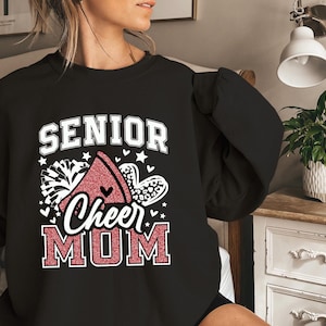 Senior Cheer Mom Roter Hoodie und Sweatshirt, Faux Glitter Cheerleader Hoodie, Cheer Gang, Benutzerdefinierter Jubel Hoodie und Sweatshirt, Jubelgeschenk
