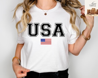 USA Flag Comfort Colors T-Shirt, 4th of July Tee