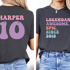 Custom 10th Birthday Shirt, Peace Single Digits I&#39;m 10 Shirt, Ten Birthday Groovy Shirt, Custom Name Tenth Birthday Tee, Birthday Tee