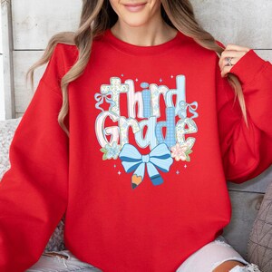 Third Grade Sweatshirt, 3rd Grade Teacher Sweatshirt, Back to School Sweater, First Day of School Gift, Coquette Teacher Sweatshirt