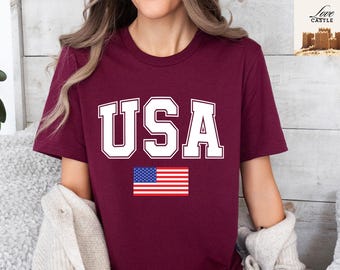 USA Flag Comfort Colors T-Shirt, 4th of July Tee