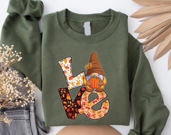 Fall Sweatshirt, Harvest Gnome, Spooky Season Tee