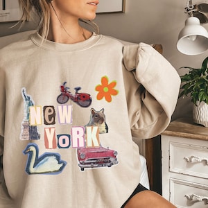 Bluza New York - Bluza z kapturem NY, Pamiątka z Nowego Jorku, Koszulka New Yorker, Prezent dla wielbiciela Nowego Jorku, Prezenty z Nowego Jorku, Koszulka NYC dla kobiet, Vintage Crew