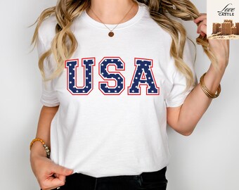 USA Flag Comfort Colors T-Shirt, 4th of July Tee