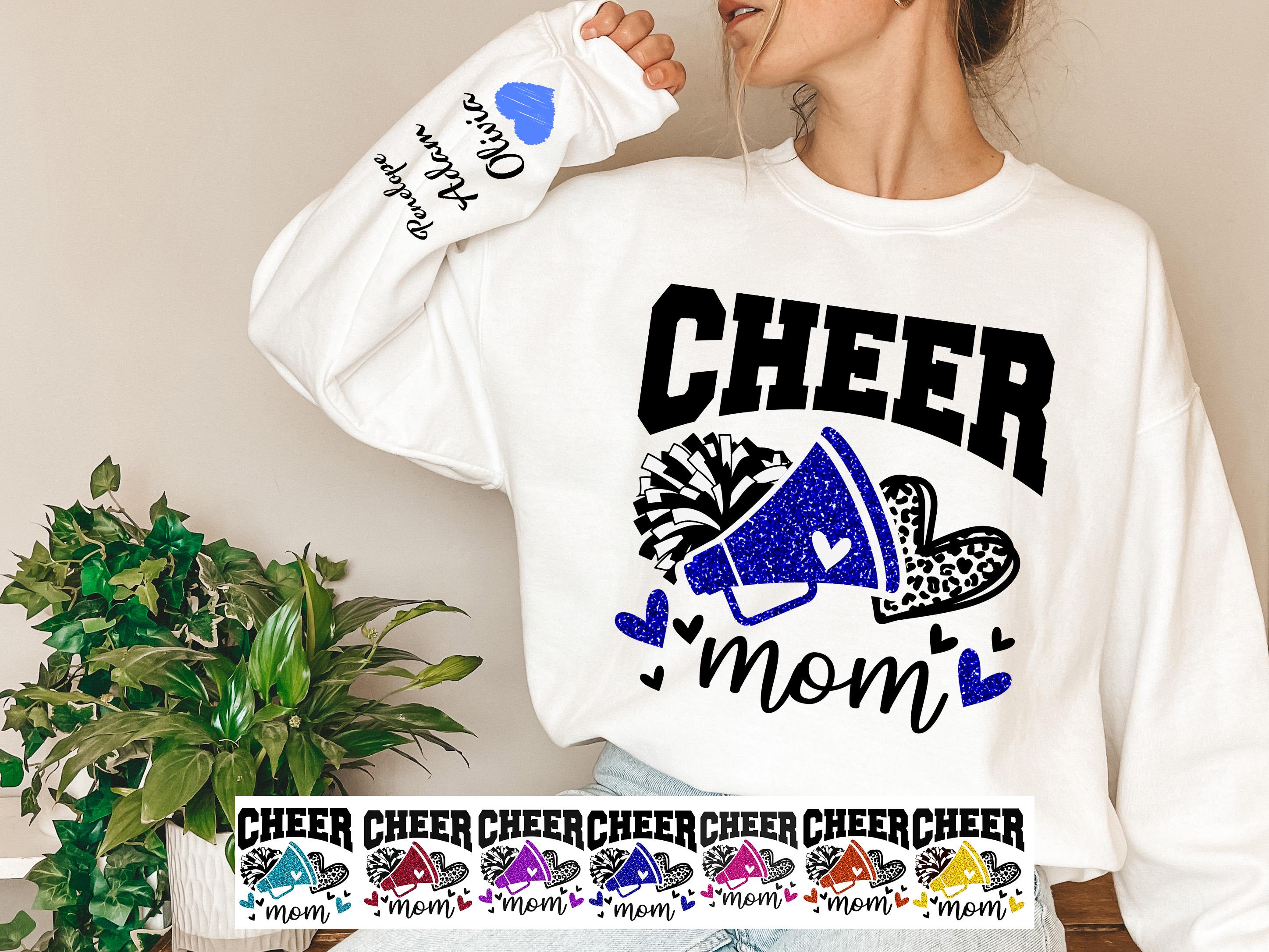 Cheer Mom Royal Blue  Hoodie and Sweatshirt, Faux Glitter Cheerleader Hoodie,Cheer Gear,Custom Cheer Hoodie and Sweatshirt, Cheer Gift