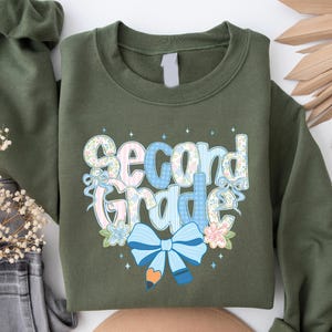 Second Grade Sweatshirt, 2nd Grade Teacher Sweatshirt, Back to School Sweater, First Day of School Gift, Coquette Teacher Sweatshirt