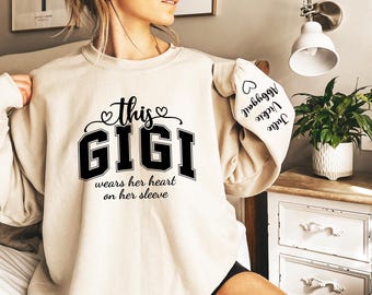 Personalized Gigi Sweatshirt, Grandkids Names Crewneck, Grandmother Gift