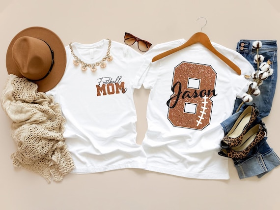 Personalized Football Mom Shirt, Custom Name & Number Tee