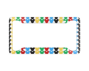 Cornice portatarga con motivo a testa di Topolino colorata / Ispirata alla Disney