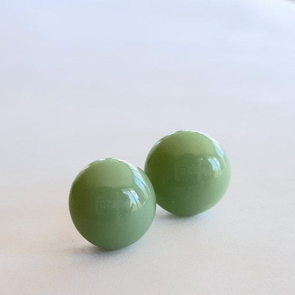 Sage Green Earrings, Green Stud Earrings, Post Earrings, Pale Green, Fused Glass Jewelry, Sterling Silver Posts, Forest Green, Made in USA