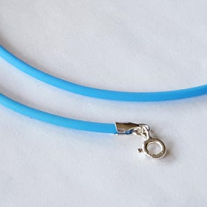 Turquoise Rubber Cord Necklace, 2mm, Sterling Clasp, Interchangeable, 16, 18, 20, 22, 24 image 3
