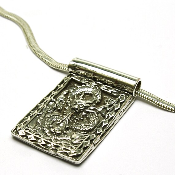 Chinese Asian Dragon .925 Solid Sterling Silver Charm Pendant MADE IN USA