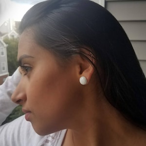 Brown Stud Earrings, Sterling Silver Posts, Fused Glass image 7