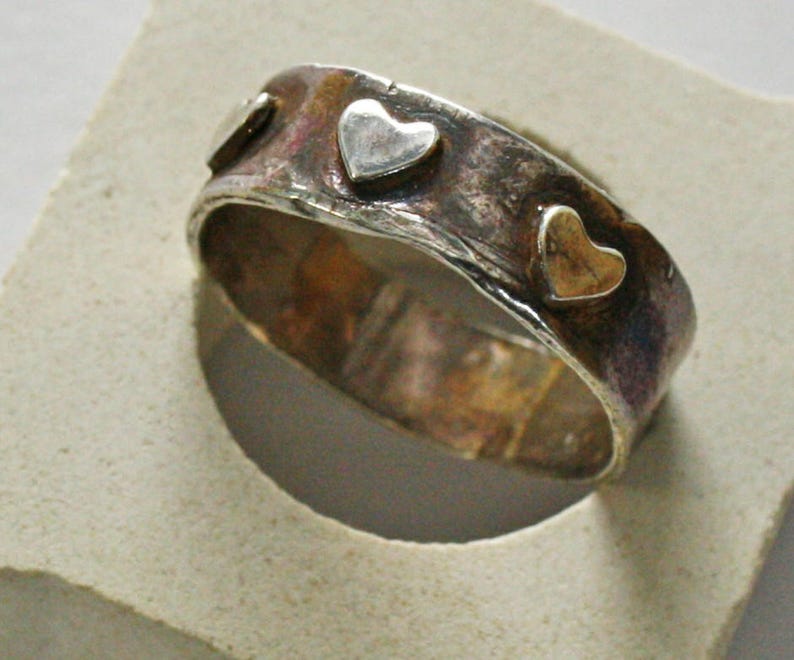Sterling Silver Ring Metal Clay Jewelry Rustic Ring Sterling Heart Ring Heart Jewelry Boho Ring Minimalist Ring Made in USA