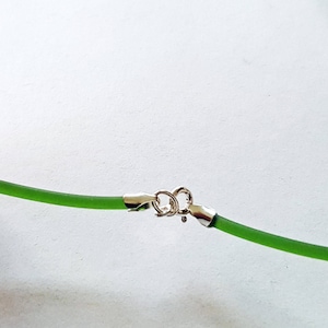 Green Rubber Cord Necklace, 2mm, Sterling Silver Clasp, Interchangeable, 16&quot;, 18&quot;, 20&quot;, 22&quot;, 24&quot;