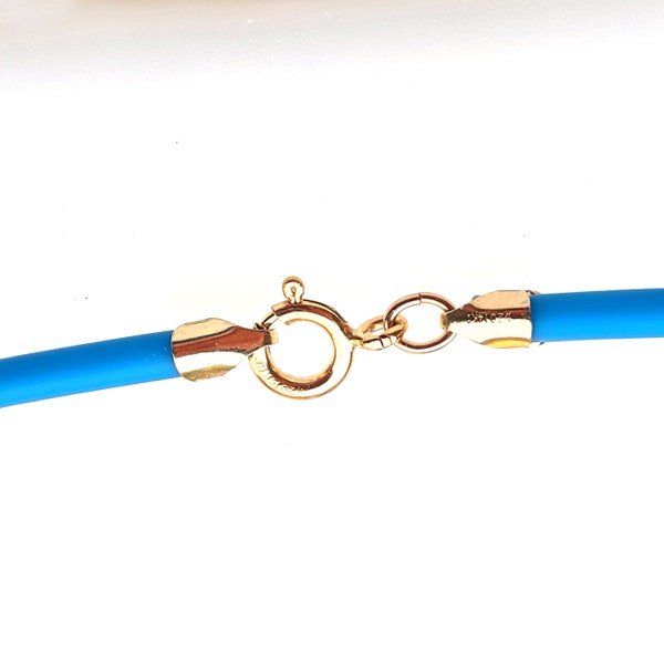 Turquoise Rubber Cord Necklace, 3mm, Gold Filled Clasp, Interchangeable, 16", 18", 20", 22", 24"