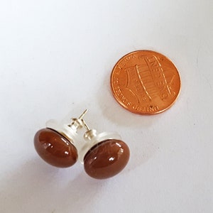 Brown Stud Earrings, Sterling Silver Posts, Fused Glass image 8