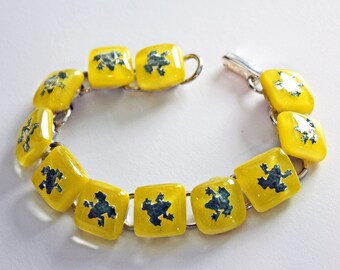 Frog Bracelet, Fused Glass