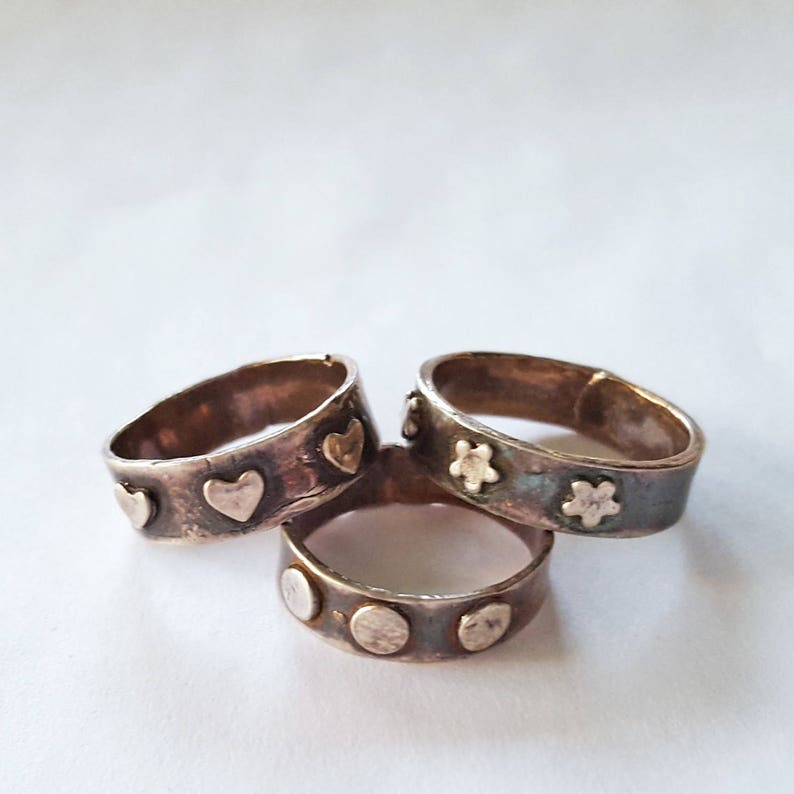 Sterling Silver Ring Metal Clay Jewelry Rustic Ring Sterling Heart Ring Heart Jewelry Boho Ring Minimalist Ring Made in USA