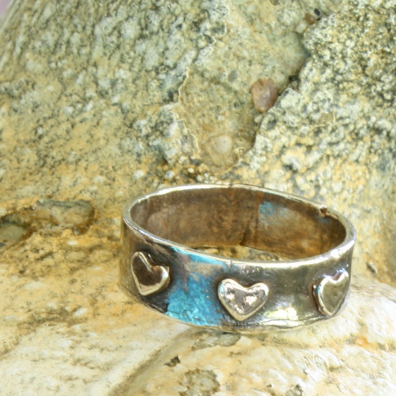 Sterling Silver Ring Metal Clay Jewelry Rustic Ring Sterling Heart Ring Heart Jewelry Boho Ring Minimalist Ring Made in USA