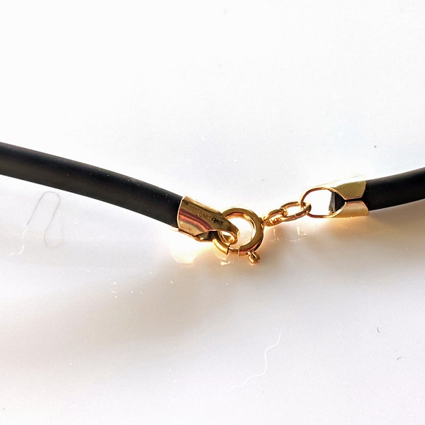 Black Rubber Cord Necklace, Rubber Cord 4mm, Black Necklace Cord, Gold Filled Clasp, Interchangeable, 16" 18" 20" 22" 24", Made in USA