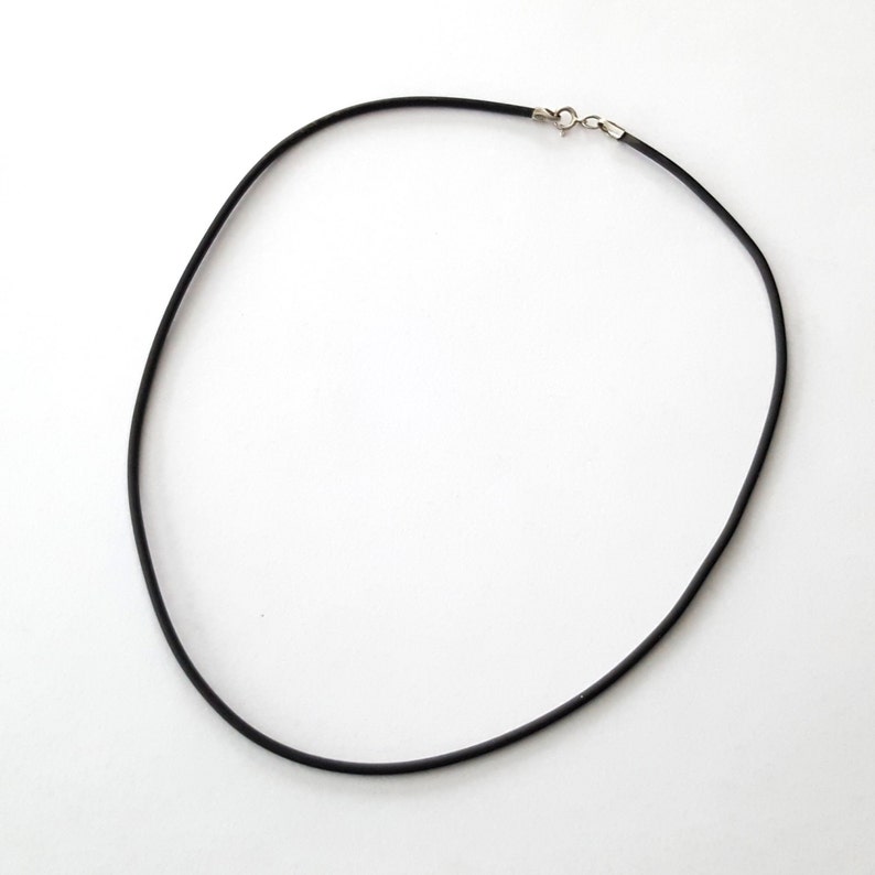 Black Rubber Cord Necklace, 2mm, Interchangeable, Sterling Silver Clasp, 16, 18, 20, 22, 24 image 2