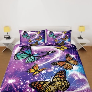 Skurril Schmetterling Bettwäsche Set, Künstlerische Schlafzimmer Tagesdecke, Weicher Wohnheim Quilt Set