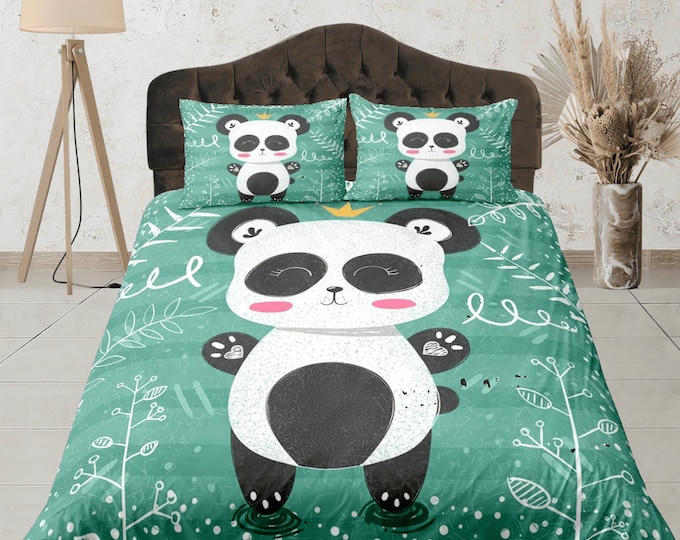 Panda Bamboo Pattern Print Duvet Cover Bedding Set