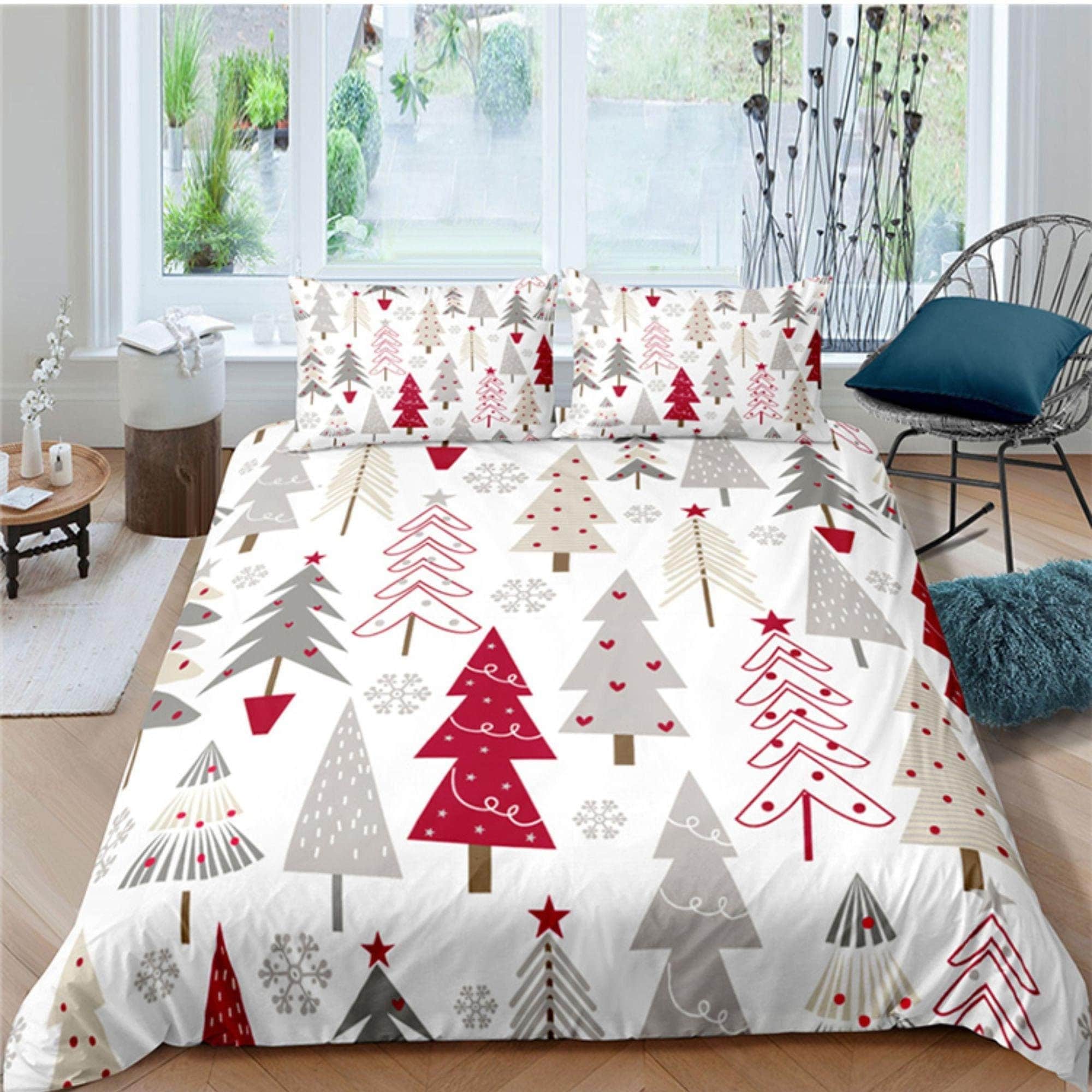 26 Festive Christmas Bedding Sets for a Merry Bedroom Makeover: Cozy Up Your Space with Holiday Cheer! 3 Geometric Christmas Tree Bedding Set, Minimalist Bedroom Set,…