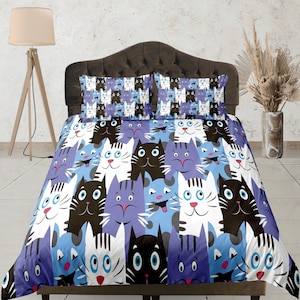 Dekbedovertrek katten, beddengoed schattige katten, kinderslaapkamerset, cartoon kattendekbed dekbed, sprei kinderkamer, cadeau huisdierliefhebber, cadeau kattenliefhebber, grappige dekbedovertrek