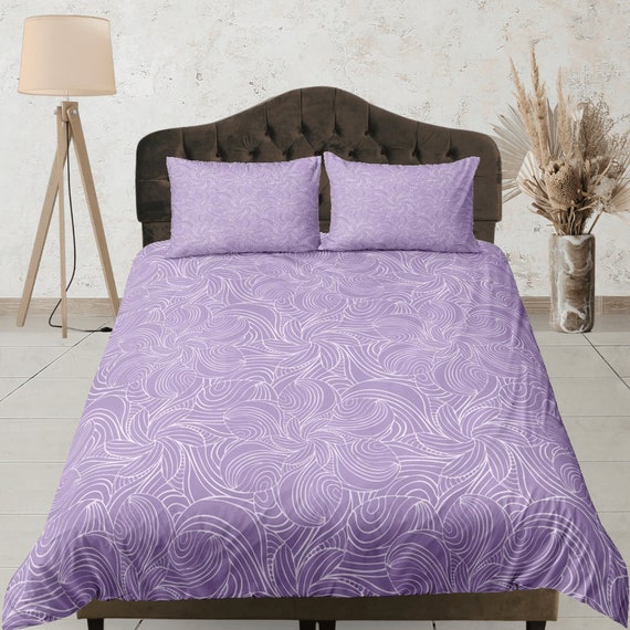 Lavendel Swirl Muster Bettwäsche Set, ästhetischer Bettbezug Set, Schlafsäle Bettwäsche, Schlafzimmer Set, Quilt Cover in benutzerdefinierter Größe, elegante Tagesdecke
