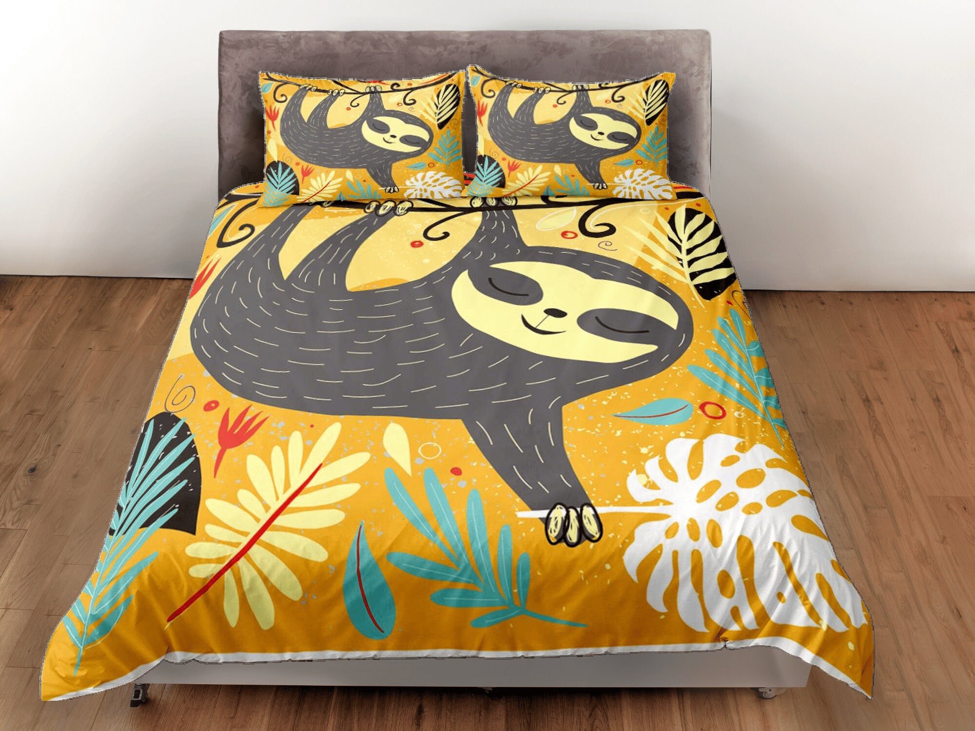 Feelyou Cute Sloth Bed Sheet Set - Queen Size Kids Bedding With 1 Flat Sheet, 1 Fitted Sheet & 2 Pillowcases