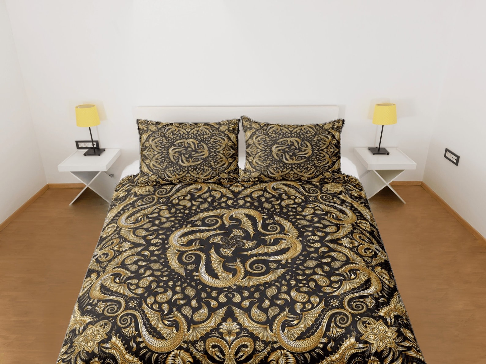 Luxury Black and Gold Bedding Set, Elegant Duvet Cover, Custom Dorm ...